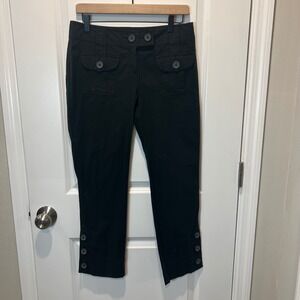 INC International Concepts Black Cargo Capri Pants Women's Size 4 Button Cropped